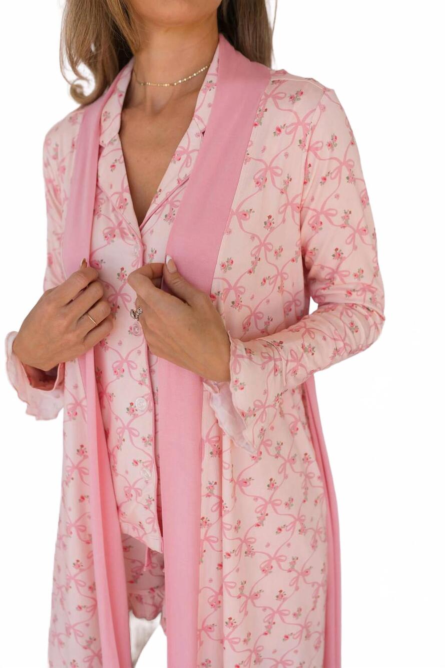 NEW IN MY JAMMERS women's long sleeve robe in rosie bow